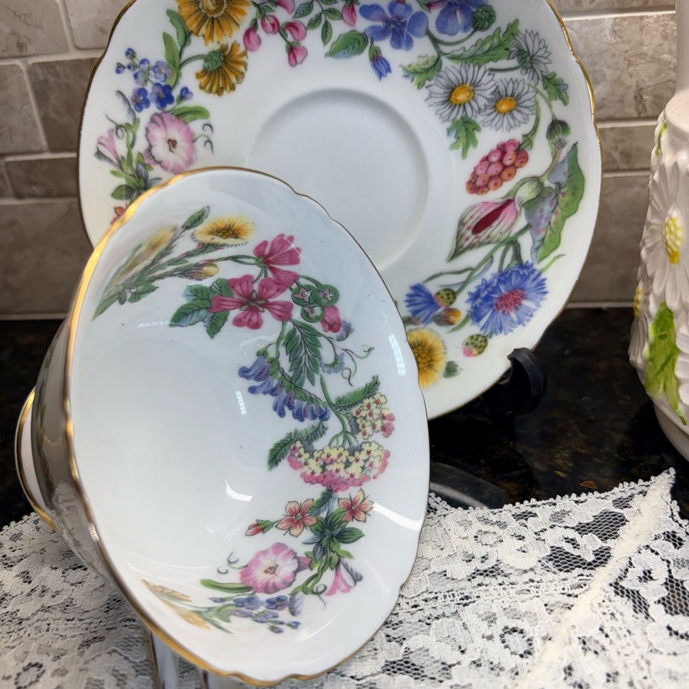 Shelly Hedgerow Floral Patterned Tea Cup and Saucer Set